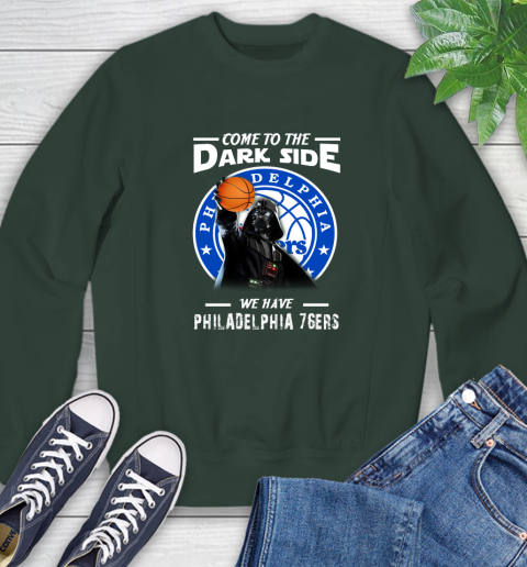 NBA Come To The Dark Side We Have Philadelphia 76ers Star Wars Darth Vader Basketball Sweatshirt 12