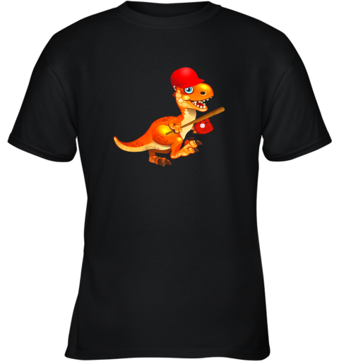 Baseball Player Dinosaur Shirt, Dino Tee For Toddler Boys Youth T-Shirt