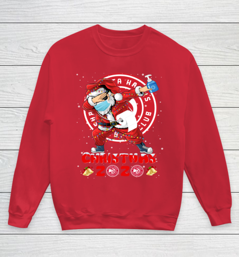 Atlanta Hawks Funny Santa Claus Dabbing Christmas 2020 NBA Youth Sweatshirt 7
