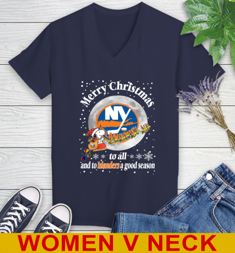 New York Islanders Merry Christmas To All And To Islanders A Good Season NHL Hockey Sports Women's V-Neck T-Shirt 12