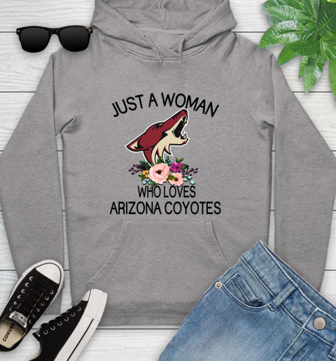 NHL Just A Woman Who Loves Arizona Coyotes Hockey Sports Youth Hoodie 4