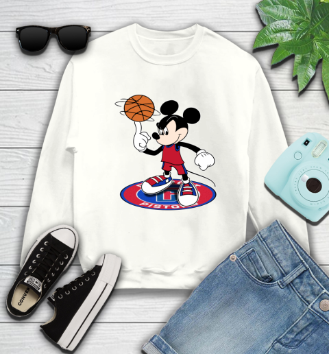 NBA Basketball Detroit Pistons Cheerful Mickey Disney Shirt Sweatshirt 2