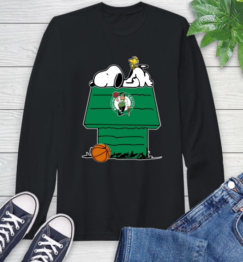 Boston Celtics NBA Basketball Snoopy Woodstock The Peanuts Movie Long Sleeve T-Shirt 2