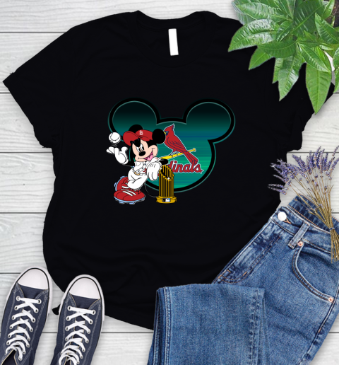 MLB St.Louis Cardinals The Commissioner's Trophy Mickey Mouse Disney  Women's T-Shirt