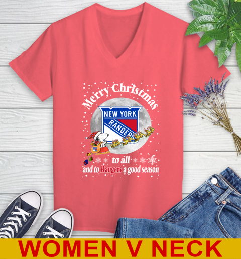 New York Rangers Merry Christmas To All And To Rangers A Good Season NHL Hockey Sports Women's V-Neck T-Shirt 6