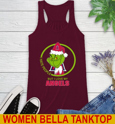 Los Angeles Angels MLB Christmas Grinch I Hate People But I Love My Favorite Baseball Team Racerback Tank 3