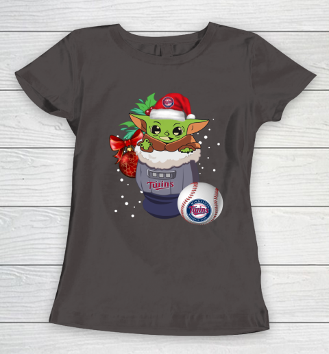 Minnesota Twins Christmas Baby Yoda Star Wars Funny Happy MLB Women's T-Shirt 8