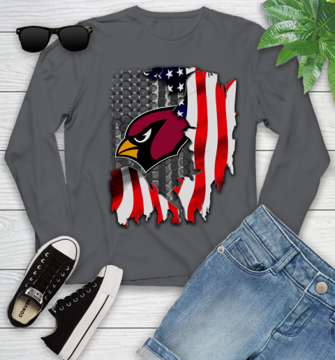 Arizona Cardinals NFL Football American Flag Youth Long Sleeve 9