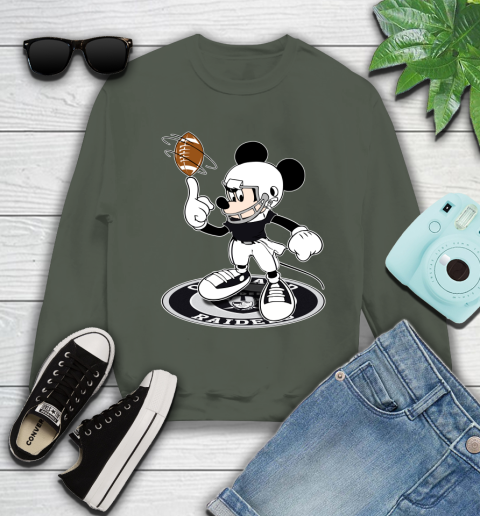 NFL Football Oakland Raiders Cheerful Mickey Disney Shirt Youth Sweatshirt 9