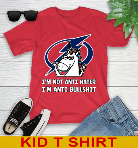 Tampa Bay Lightning NHL Hockey Unicorn I'm Not Anti Hater I'm Anti Bullshit Youth T-Shirt 11 Tampa Bay Lightning NHL Hockey Unicorn I'm Not Anti Hater I'm Anti Bullshit Youth T-Shirt - Image 11
