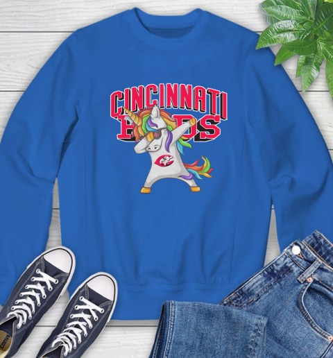 Cincinnati Reds MLB Baseball Funny Unicorn Dabbing Sports Sweatshirt 8
