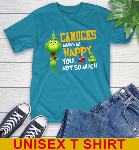 NHL Vancouver Canucks Makes Me Happy You Not So Much Grinch Hockey Sports T-Shirt 9