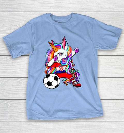Dabbing Unicorn Croatia Soccer Fans Jersey Croatian Football T-Shirt 23