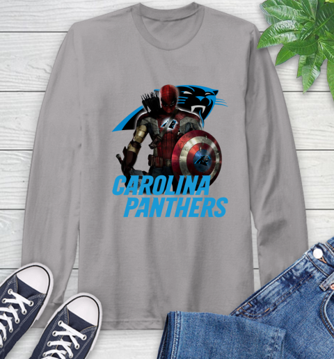 NFL Captain America Thor Spider Man Hawkeye Avengers Endgame Football Carolina Panthers Long Sleeve T-Shirt 6