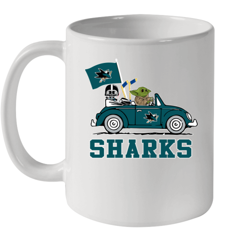 NHL Hockey San Jose Sharks Darth Vader Baby Yoda Driving Star Wars Shirt Ceramic Mug 11oz