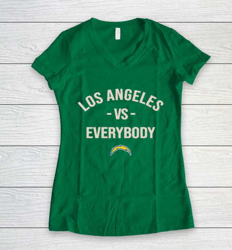 Los Angeles Chargers Vs Everybody Women's V-Neck T-Shirt 3