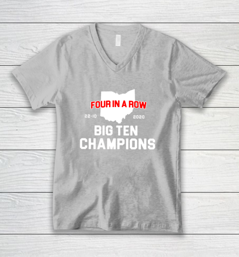 Big Ten Champions Four in a Row 2020 V-Neck T-Shirt 3
