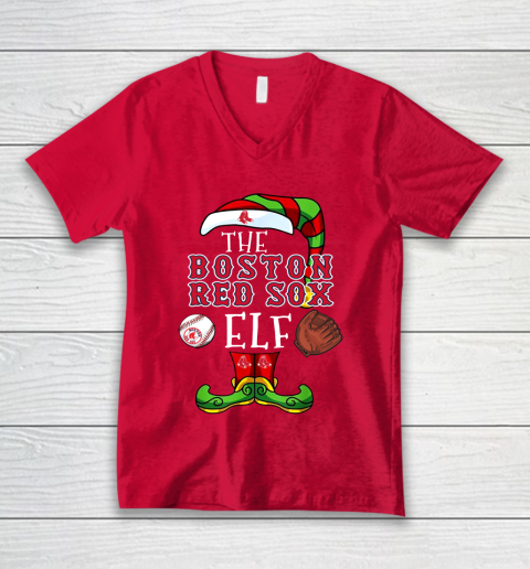 Boston Red Sox Christmas ELF Funny MLB V-Neck T-Shirt 6