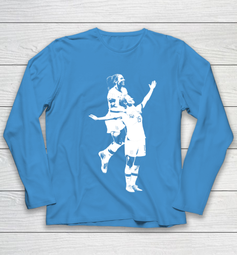 Megan Rapinoe and Alex Morgan Victory Pose  The White Stencil Youth Long Sleeve 5