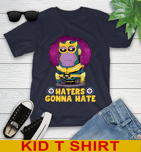NHL Hockey Winnipeg Jets Haters Gonna Hate Thanos Minion Marvel Shirt Youth T-Shirt 4 NHL Hockey Winnipeg Jets Haters Gonna Hate Thanos Minion Marvel Shirt Youth T-Shirt - Image 4