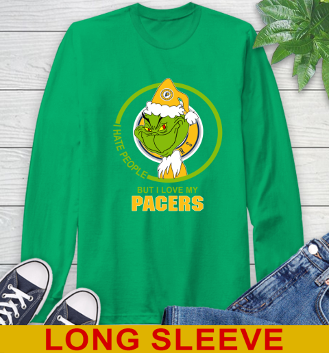 Indiana Pacers NBA Christmas Grinch I Hate People But I Love My Favorite Basketball Team Long Sleeve T-Shirt 7