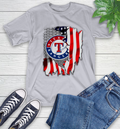 Texas Rangers MLB Baseball American Flag T-Shirt 6