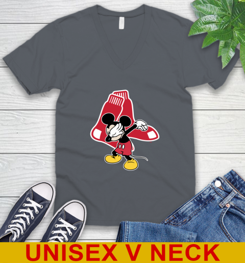 Boston Red Sox MLB Baseball Dabbing Mickey Disney Sports V-Neck T-Shirt 5