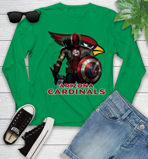 NFL Captain America Thor Spider Man Hawkeye Avengers Endgame Football Arizona Cardinals Youth Long Sleeve 6