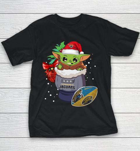 Jacksonville Jaguars Christmas Baby Yoda Star Wars Funny Happy NFL Youth T-Shirt 2