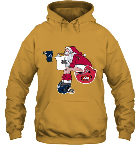 qwzk santa claus arizona cardinals shit on other teams christmas hoodie 23 front gold
