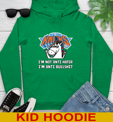 New York Knicks NBA Basketball Unicorn I'm Not Anti Hater I'm Anti Bullshit Youth Hoodie 8