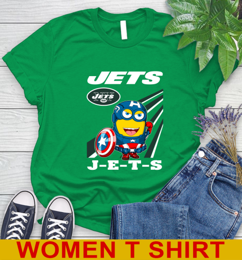 NFL Football New York Jets Captain America Marvel Avengers Minion Shirt Women's T-Shirt 7