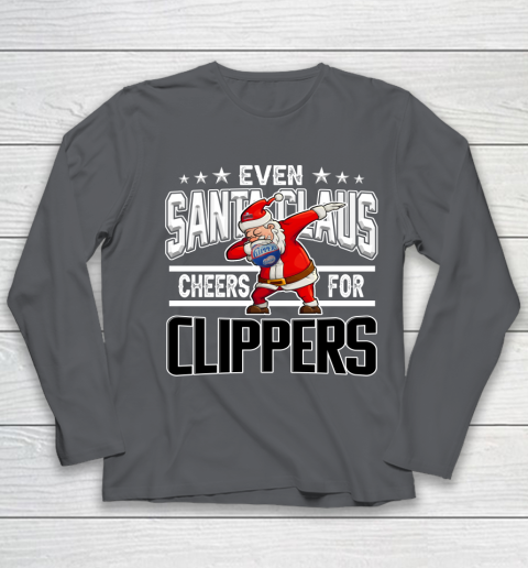 LA Clippers Even Santa Claus Cheers For Christmas NBA Youth Long Sleeve 6