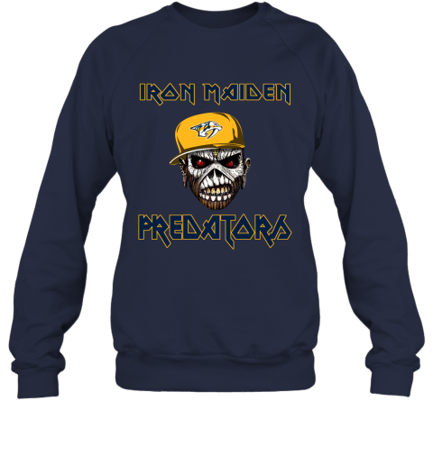 NHL Nashville Predators Iron Maiden Rock Band Music Hockey Sports LyFzTjP2ODD sweatshirt 35 95 151514 front navy