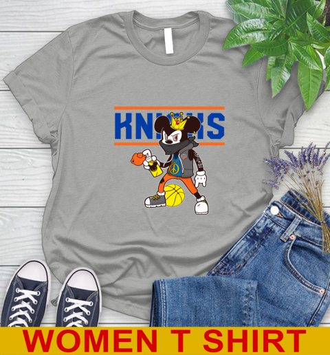 New York Knicks NBA Basketball Mickey Peace Sign Sports Women's T-Shirt 11