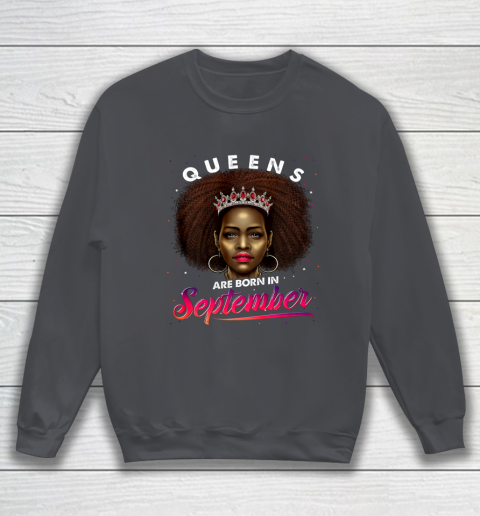 Queens Born September Shirt Black Girl Virgo Libra Birthday Sweatshirt 4
