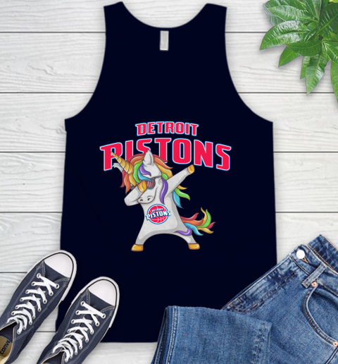 Detroit Pistons NBA Basketball Funny Unicorn Dabbing Sports Tank Top 3