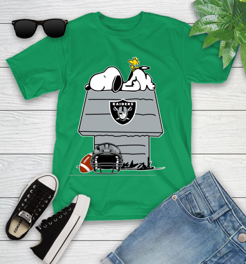 Oakland Raiders NFL Football Snoopy Woodstock The Peanuts Movie Youth T-Shirt 6