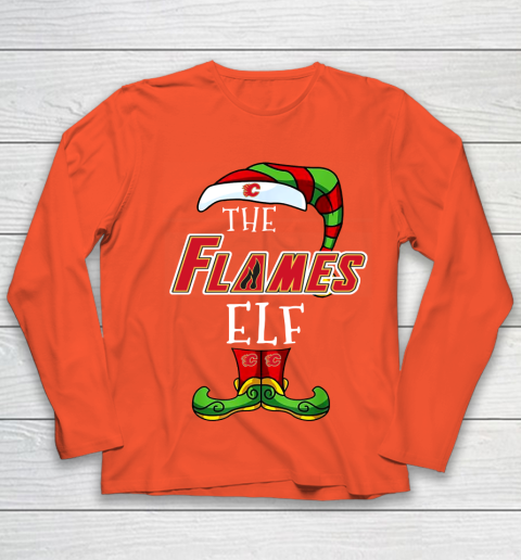 Calgary Flames Christmas ELF Funny NHL Youth Long Sleeve 3