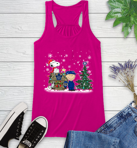 NHL Toronto Maple Leafs Snoopy Charlie Brown Woodstock Christmas Stanley Cup Hockey Racerback Tank 7