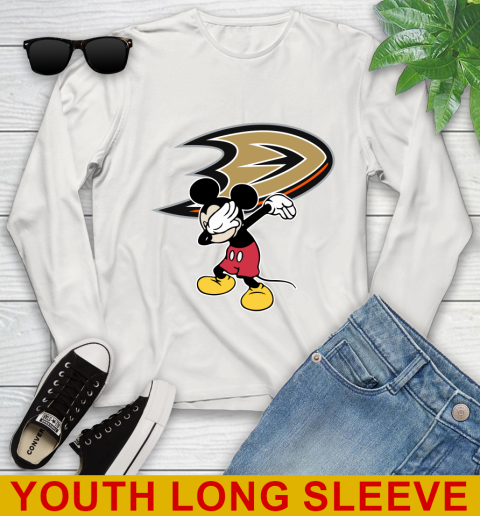 Anaheim Ducks NHL Hockey Dabbing Mickey Disney Sports Youth Long Sleeve 12