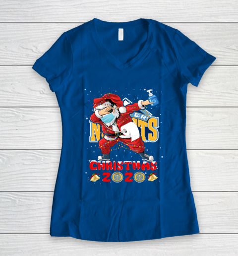 Denver Nuggets Funny Santa Claus Dabbing Christmas 2020 NBA Women's V-Neck T-Shirt 7