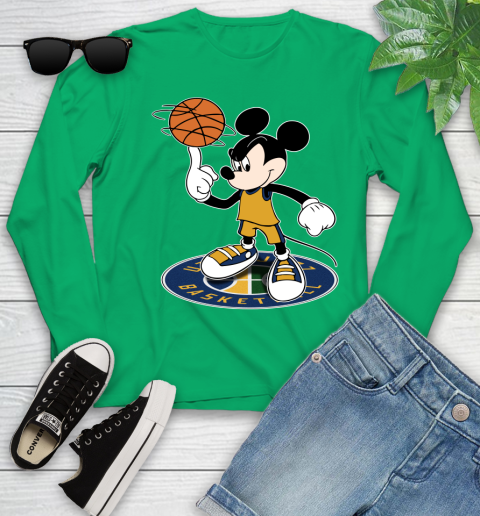 NBA Basketball Utah Jazz Cheerful Mickey Disney Shirt Youth Long Sleeve 6