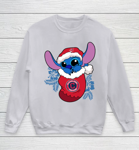 Cleveland Indians Christmas Stitch In The Sock Funny Disney MLB Youth Sweatshirt 4