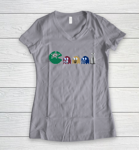 Dallas Stars x Pacman Create History For Stanley Cup Women's V-Neck T-Shirt 4