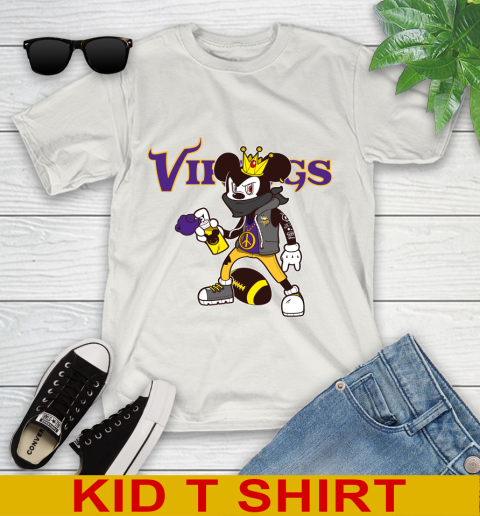 Minnesota Vikings NFL Football Mickey Peace Sign Sports Youth T-Shirt 12