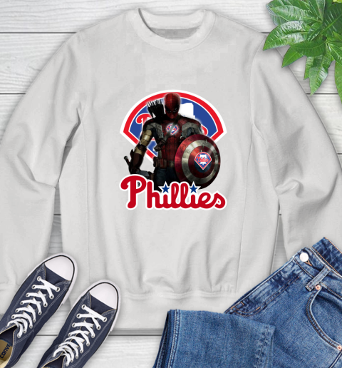 MLB Captain America Thor Spider Man Hawkeye Avengers Endgame Baseball Philadelphia Phillies Sweatshirt