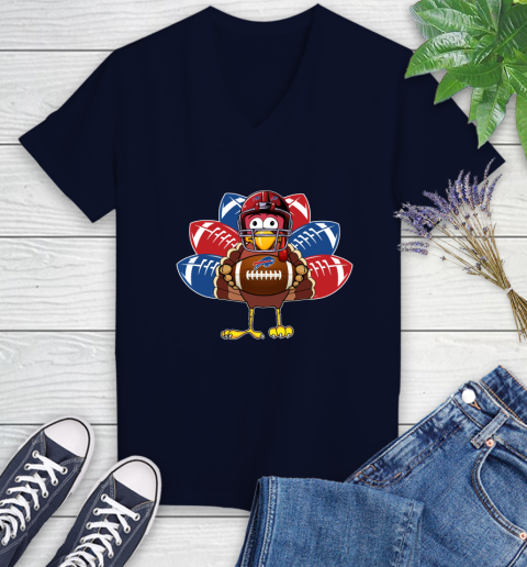 Buffalo Bills Turkey Thanksgiving Day Women's V-Neck T-Shirt 3