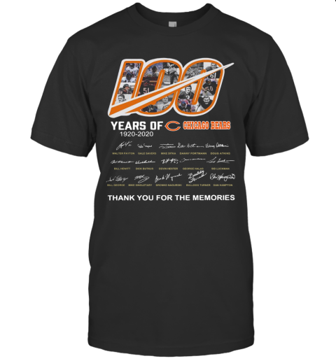 100 Years Of Chicago Bears Thank You For The Memories Signatures T-Shirt