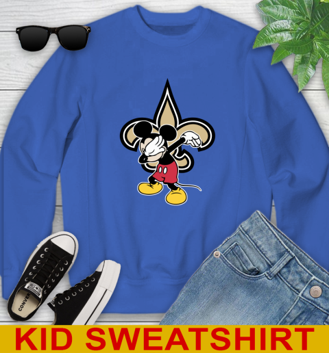 New Orleans Saints NFL Football Dabbing Mickey Disney Sports Youth Sweatshirt 7